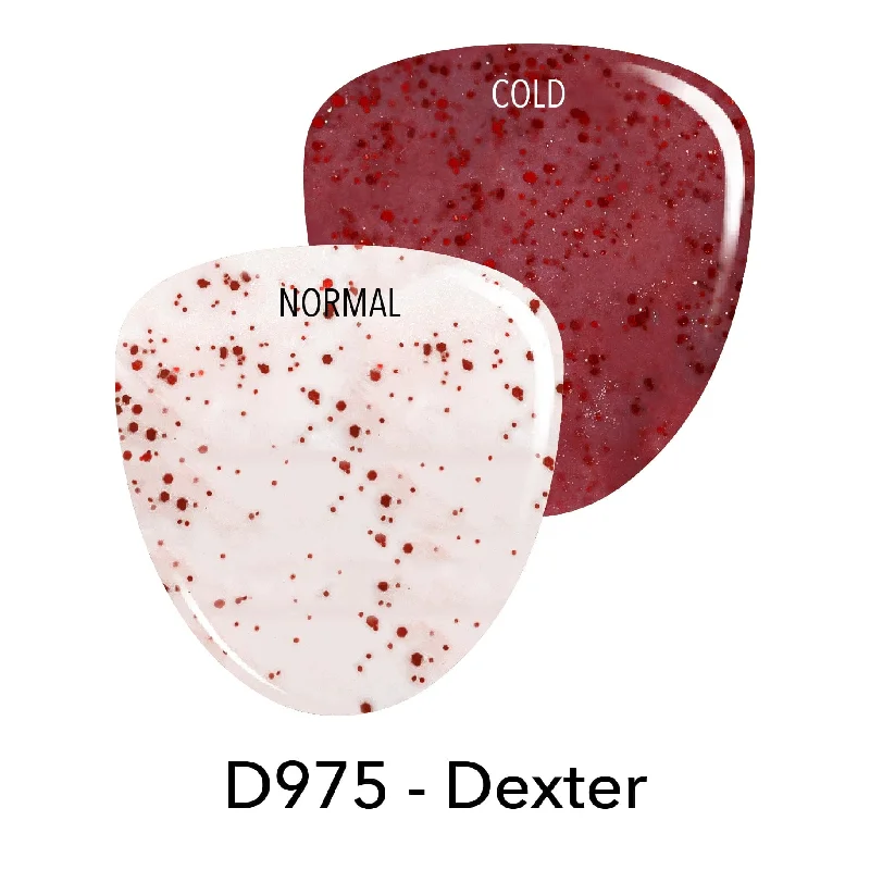 Neutral nail polish tones-D975 Dexter Red Glitter Dip Powder