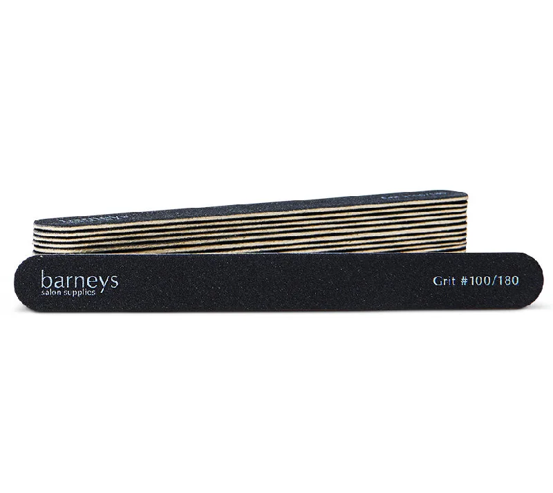 Non-damaging nail glue-Barneys Disposable Black Nail File #100/180 Grit - 10 Pack