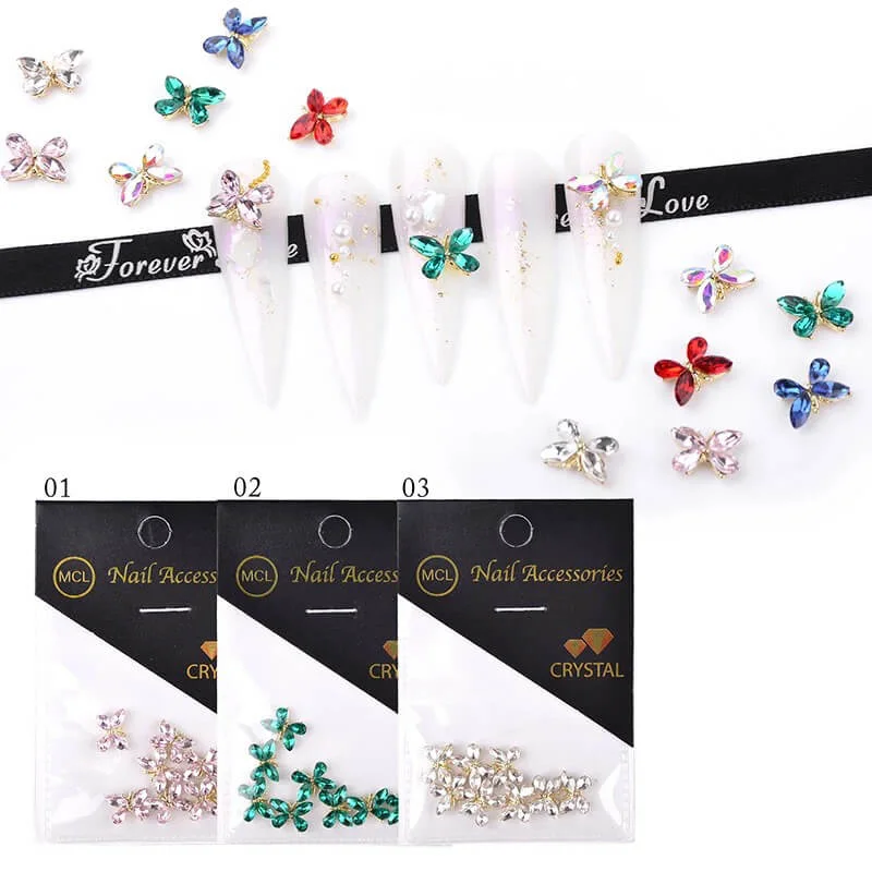 Instant-dry nail gloss-Nail Art Rhinestone 3D Butterfly Crytal AB 10pcs/Bag