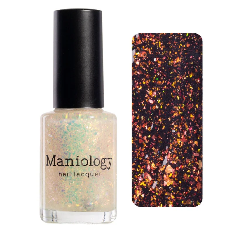 Portable nail polish case-Maniology - Stamping Nail Polish - Ocean Crush: Ripple - Iridescent Orange/Gold Jelly Flakies