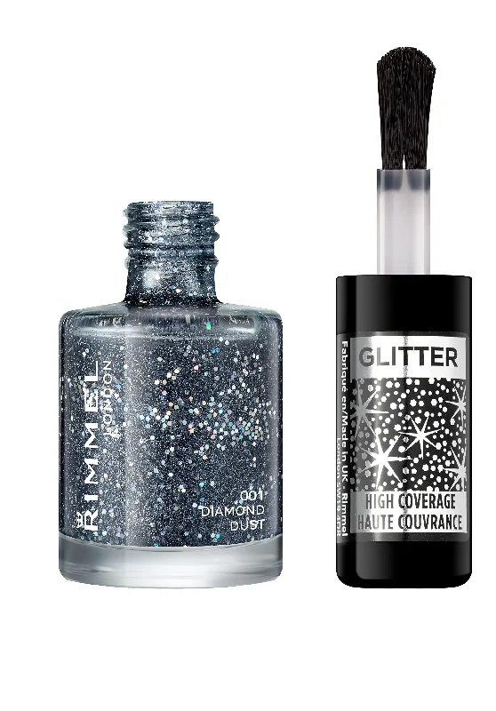 Vegan nail polish for women-Rimmel London Glitter Nail Polish Top Coat 001 Diamond Dust