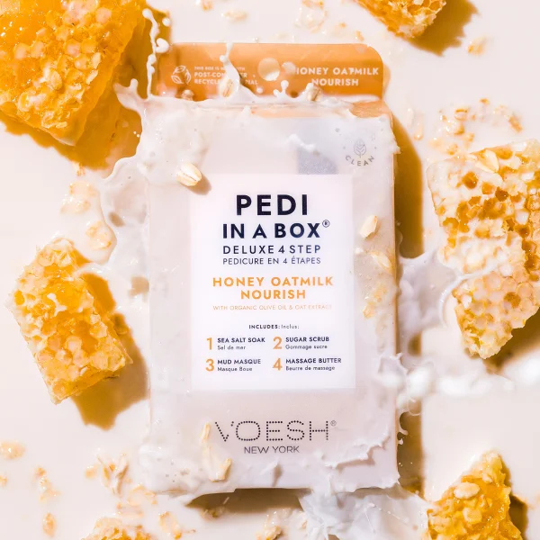 Eco-friendly nail polish brands-Voesh Pedi in a Box Deluxe 4 Step - Honey Oatmilk Nourish