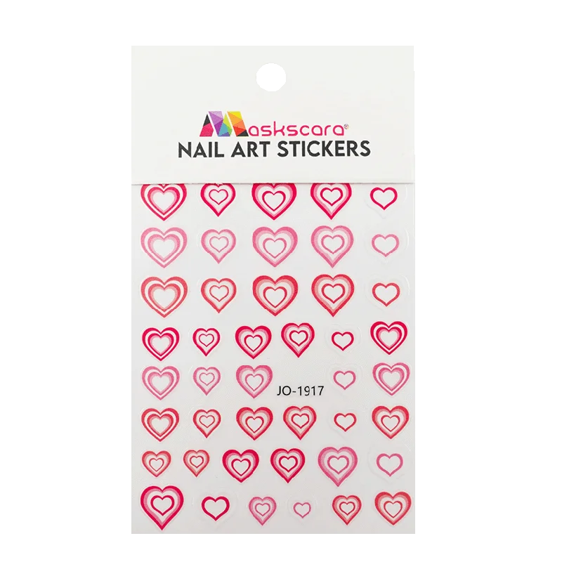 Portable nail polish holder-Nail Art Sticker - Ombre Hearts Pink & Peach