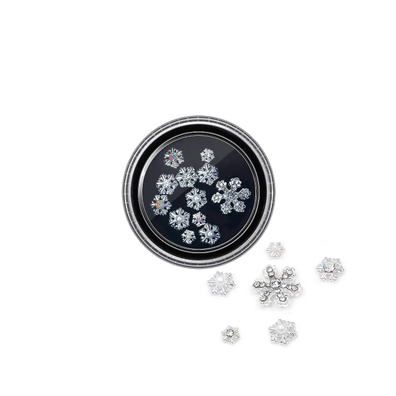 Shiny nail polish top coat-Snowflake Rhinestone Charms