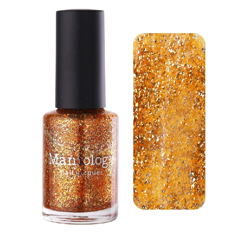 Rechargeable nail curing lamp-Maniology - Stamping Nail Polish - Rustic Charm: Amber Gleam (P168) - Orange with Silver Glitter Jellies