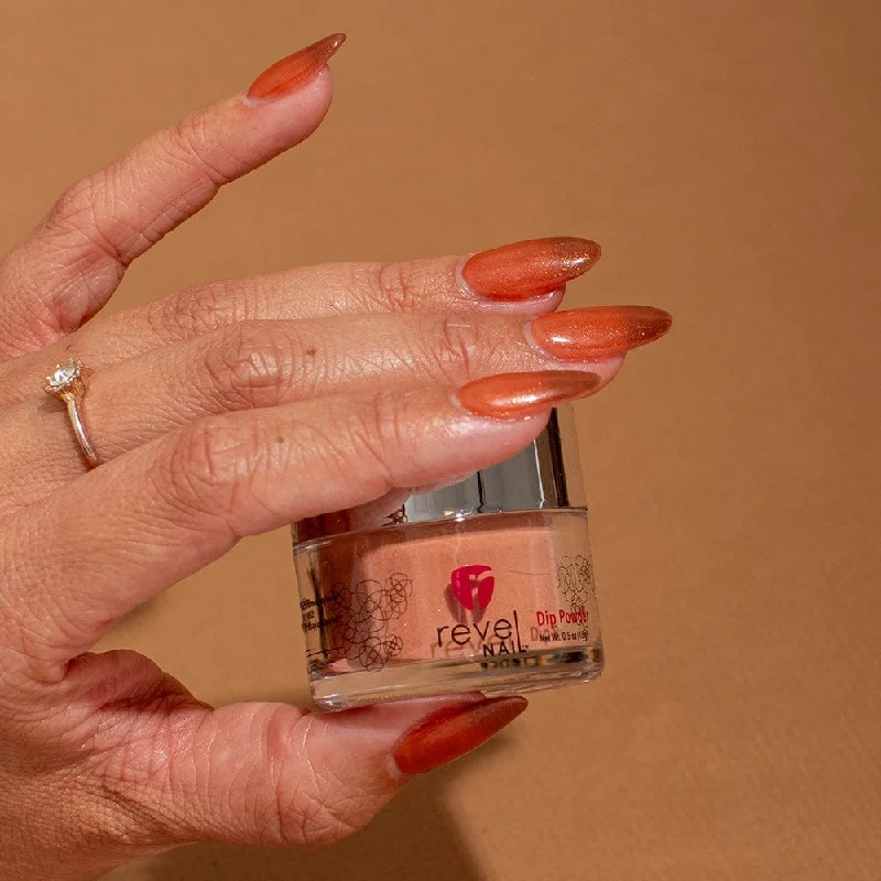 Soft nail polish finish-D829 Red Rocks Orange Shimmer Dip Powder