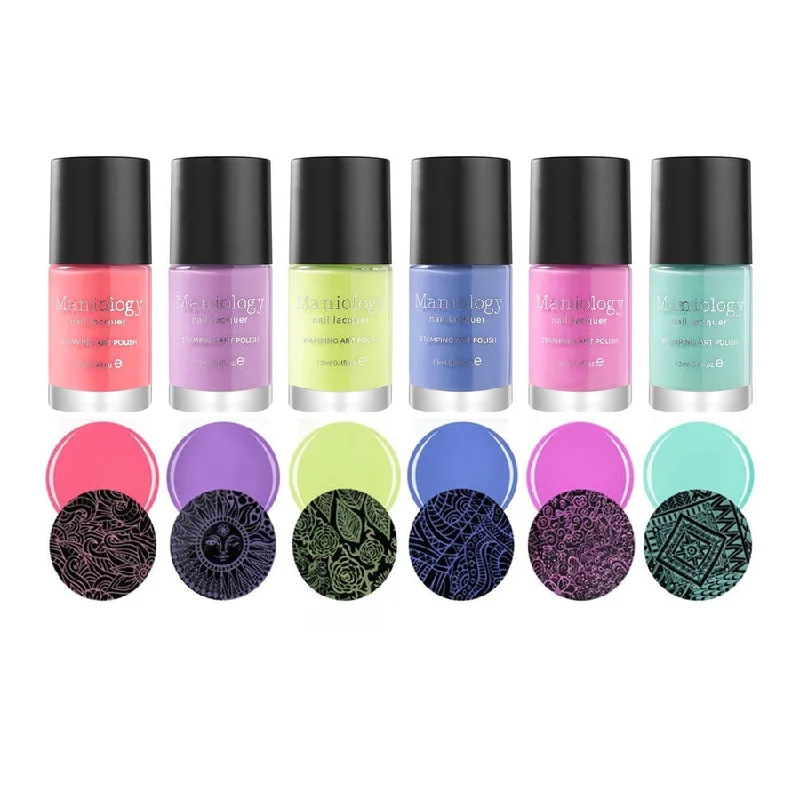 Dual-color nail gel-Maniology - Stamping Nail Polish - Electro Glo: 6-Piece Electric Pastel Set