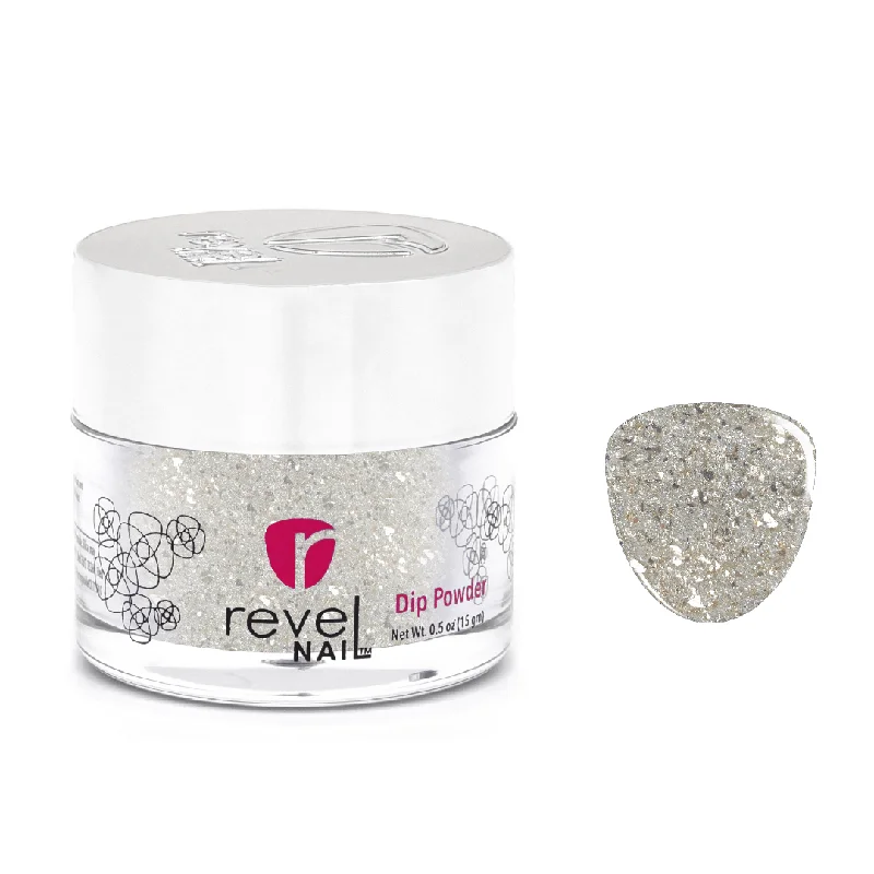 Shiny nail polish overlay-D764 5th Avenue Silver Flake Dip Powder