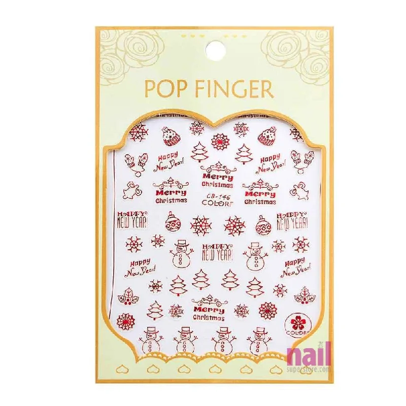 Non-toxic nail remover wipes-Metallic Christmas Nail Art Sticker Decal | Pack #1 - Each