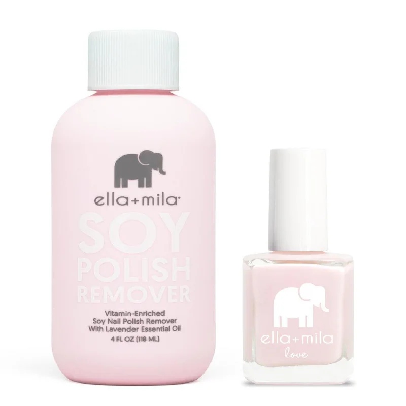 Mirror-effect nail powder-ella+mila - Soy Polish Remover & Stuck On You - .45oz