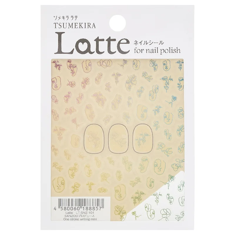 Pastel nail polish shades-ONE STROKE WRITING MINI STICKERS | LT-SNZ-101