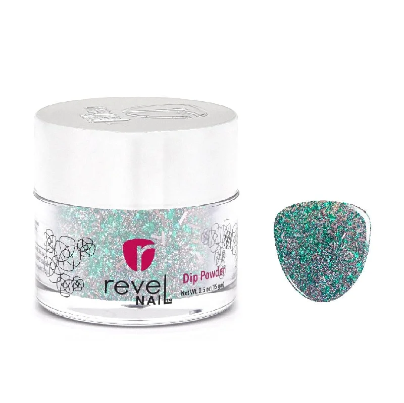 Two-tone nail polish kits-D626 Reveal Teal Flake Dip Powder