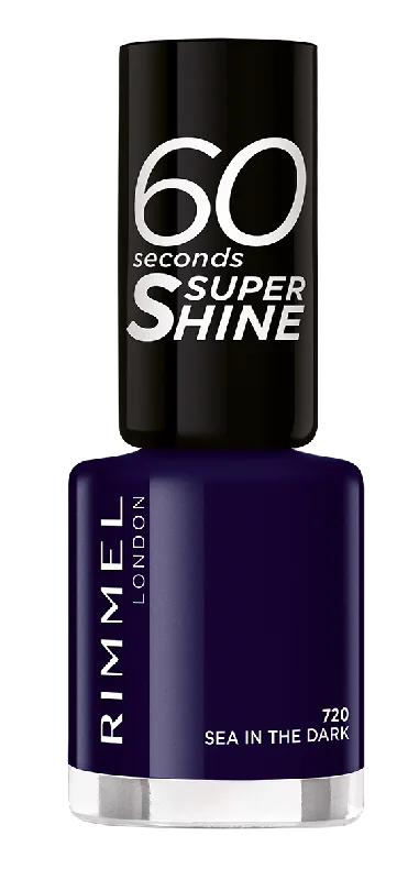 UV-cured nail gel sets-Rimmel London 60 Seconds Super Shine Nail Polish 720 Sea In The Dark