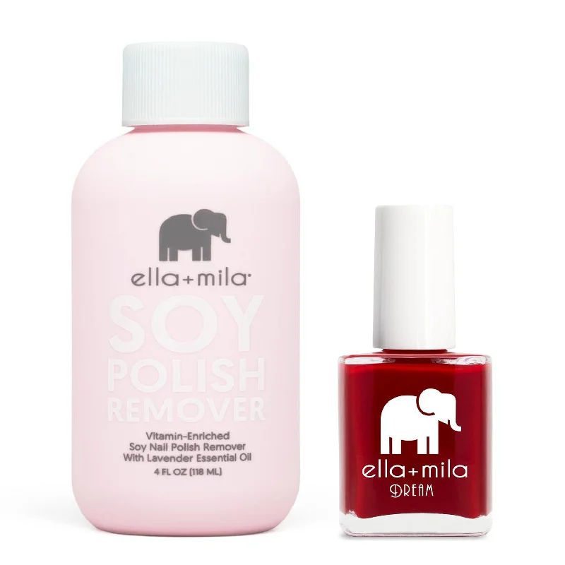 Nude nail gel shades-ella+mila - Soy Polish Remover & Unwrap Me - .45oz