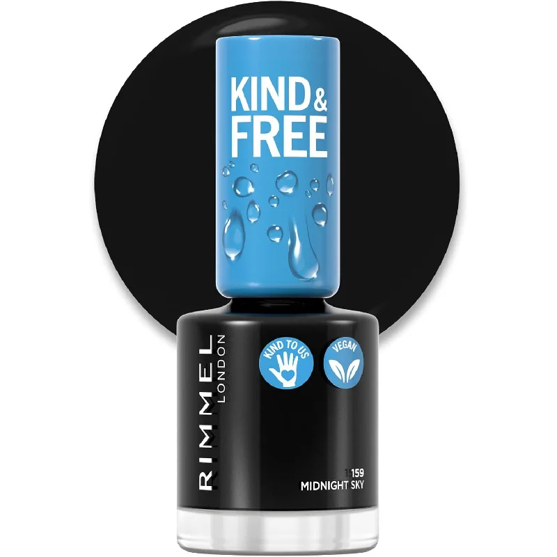 Matte nail polish overlay-Rimmel London Kind & Free Nail Polish 159 Midnight Sky