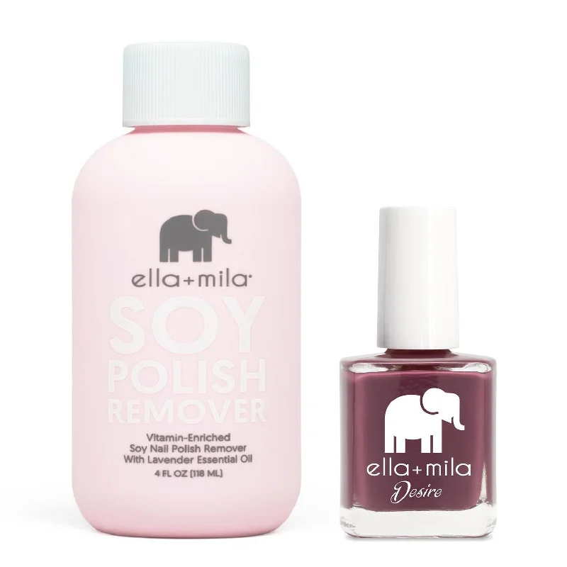 Satin nail polish top coat-ella+mila - Soy Polish Remover & La Vie En Rose - .45oz