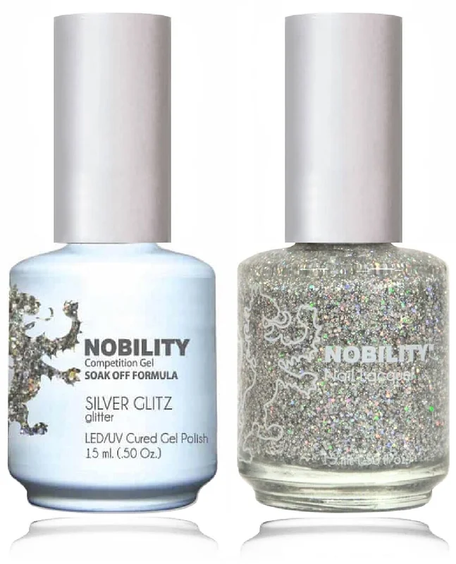 Diamond nail art gems-NBCS068 - NOBILITY GEL POLISH & NAIL LACQUER - SILVER GLITZ 0.5oz