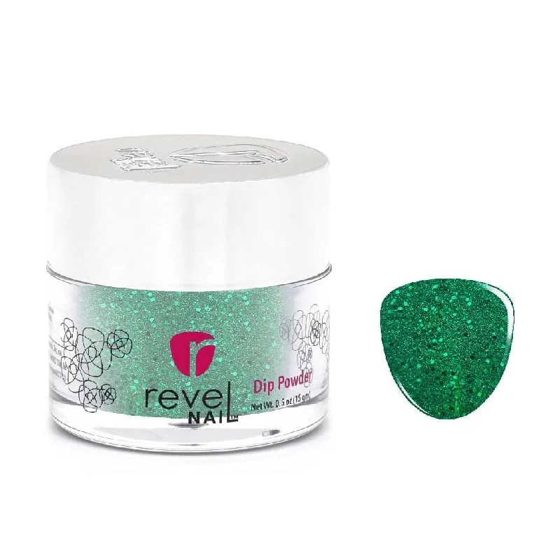 Quick-cure nail topper-D533 Garland Green Glitter Dip Powder