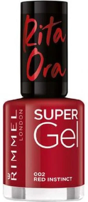 Nail repair top coat-Rimmel London Super Gel by Rita Ora Nail Polish 002 Red Instinct