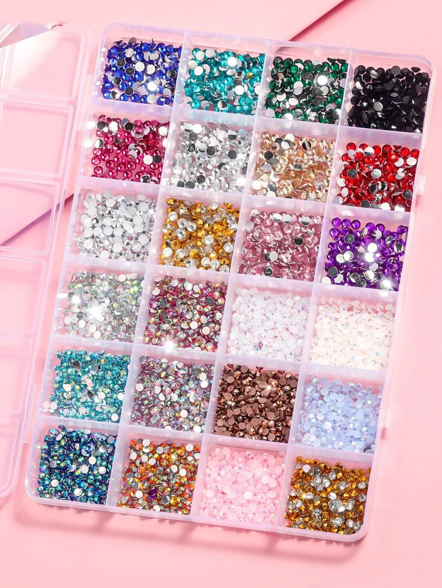 Premium nail acrylic sets-Multicolor Rhinestones