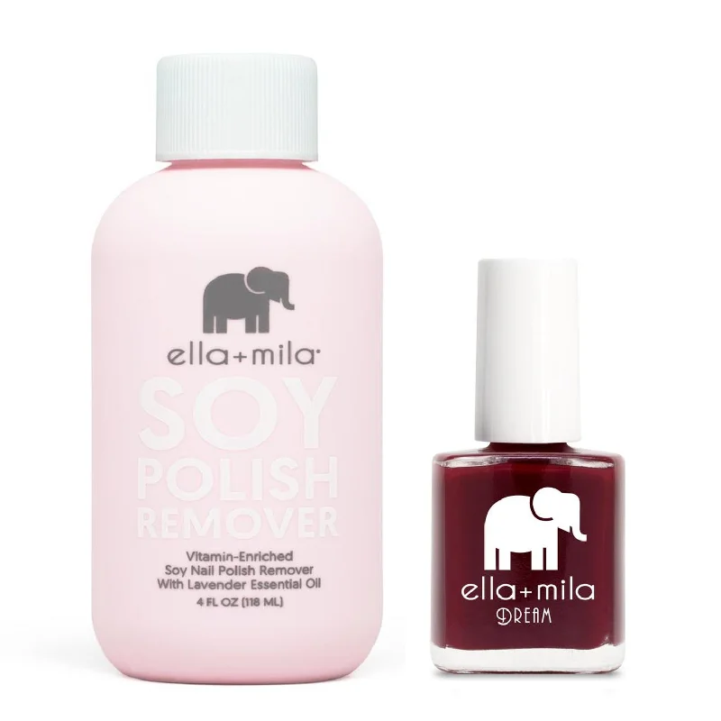 UV-resistant nail gel-ella+mila - Soy Polish Remover & Wicked Red - .45oz