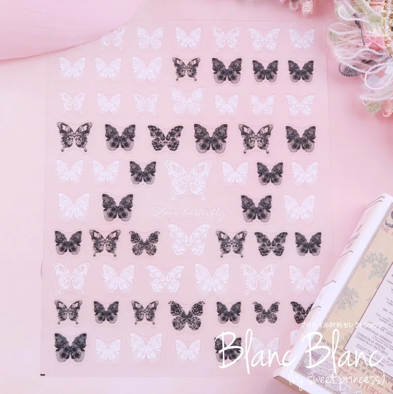 Non-damaging nail adhesive-BUTTERFLY LACE NAIL ART STICKERS