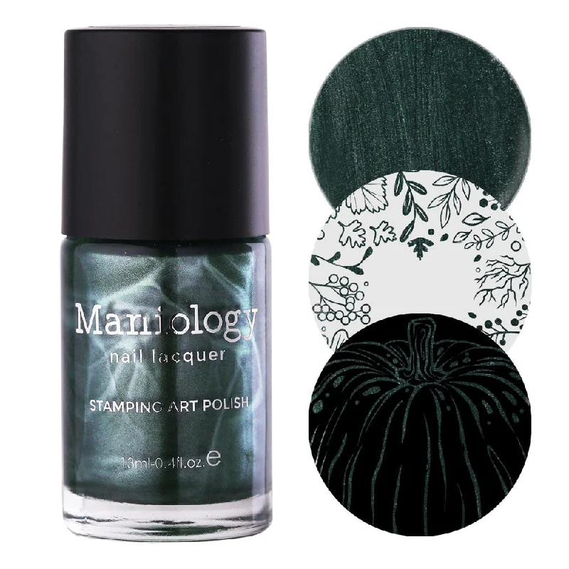 Gentle nail cuticle oil-Maniology - Stamping Nail Polish - Harvest Hues: Falling Leaves (B529) - Green Metallic