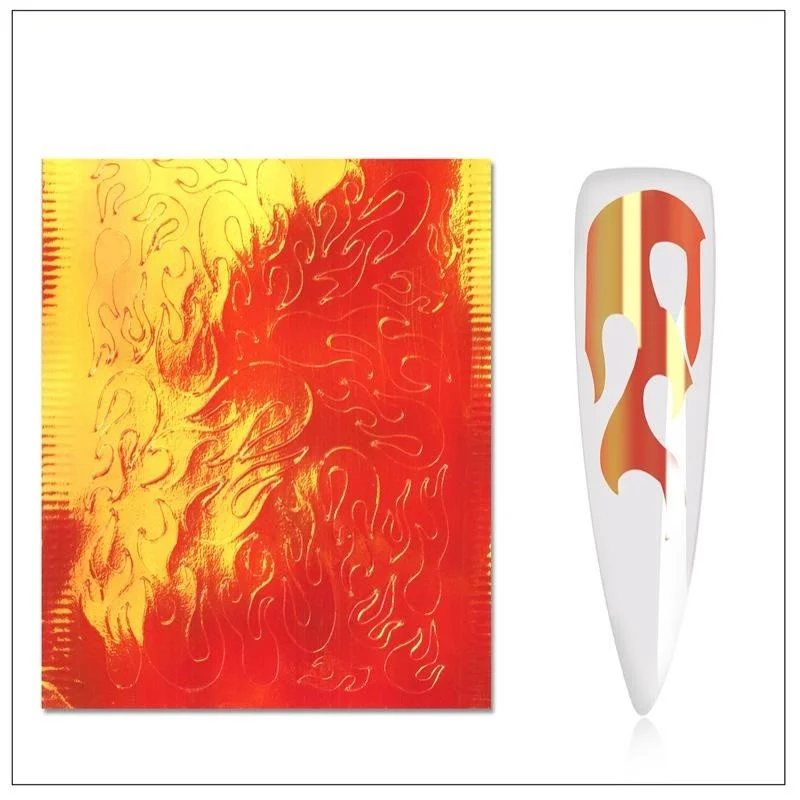 Rechargeable UV nail lamp-Flame Nail Stickers - Red