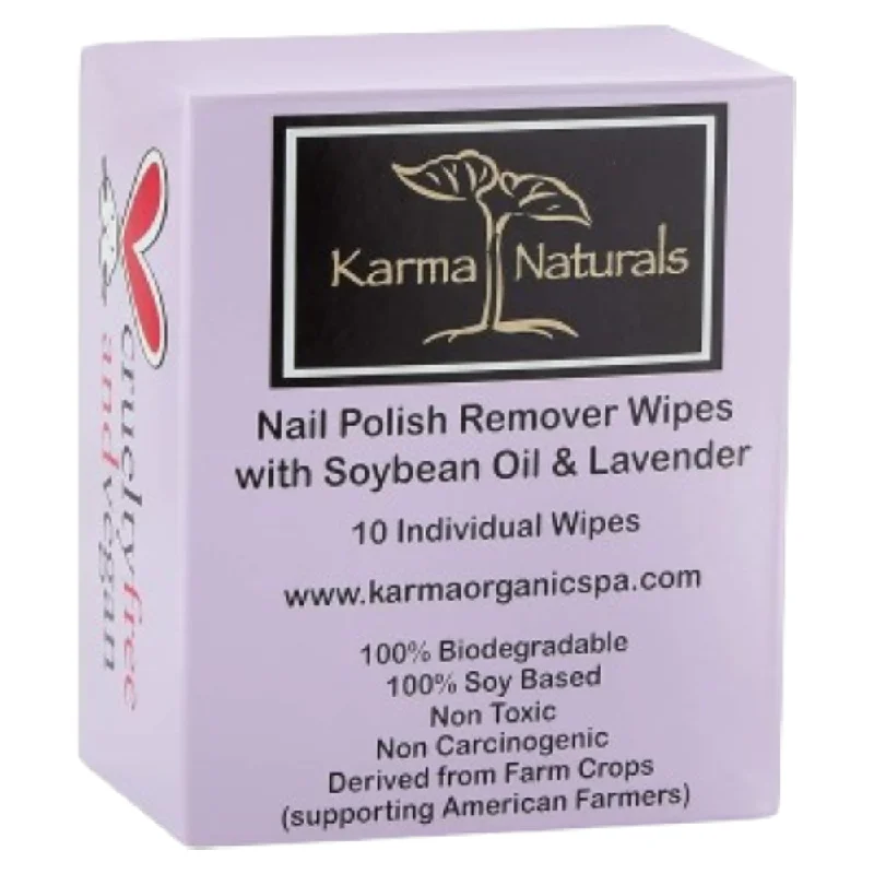 Bright nail gel shades-Karma Naturals Nail Polish Remover Wipes- 10 pack