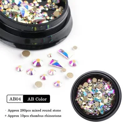 Satin nail gel overlay-AB Mixd Rhinestone- AB04