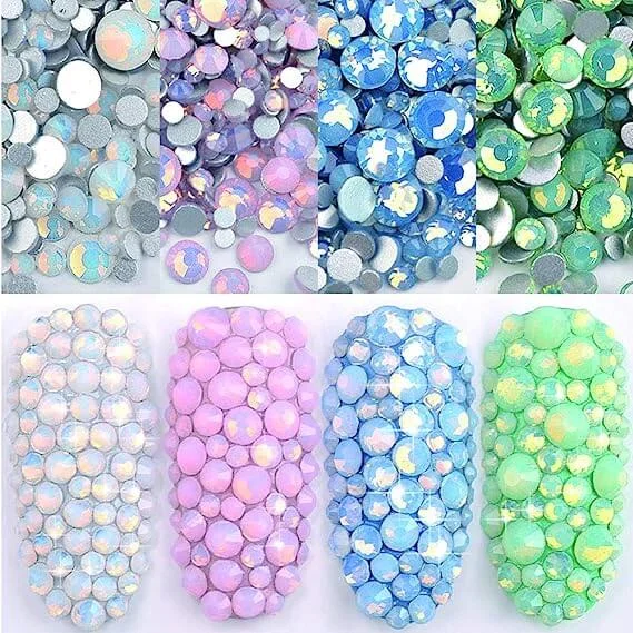 Professional nail dip kits-Nail Art Rhinestone Opal Crytal AB