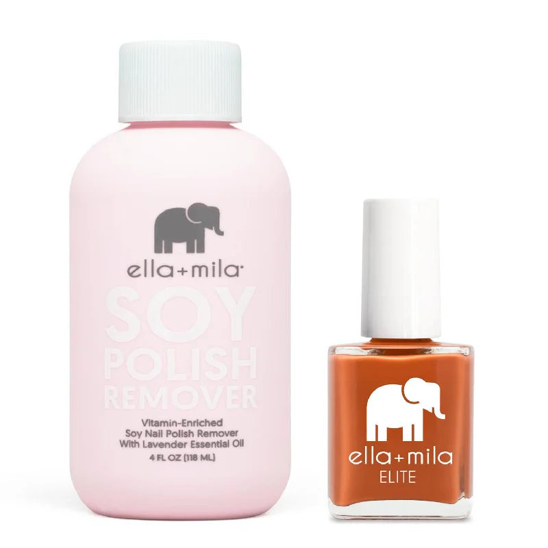 UV-cured gel polish sets-ella+mila - Soy Polish Remover & Sunset Escape - .45oz