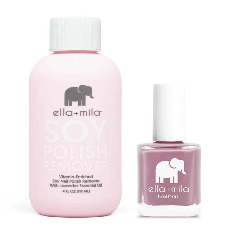 Soft nail polish topper-ella+mila - Soy Polish Remover & Dulce Amor - .45oz