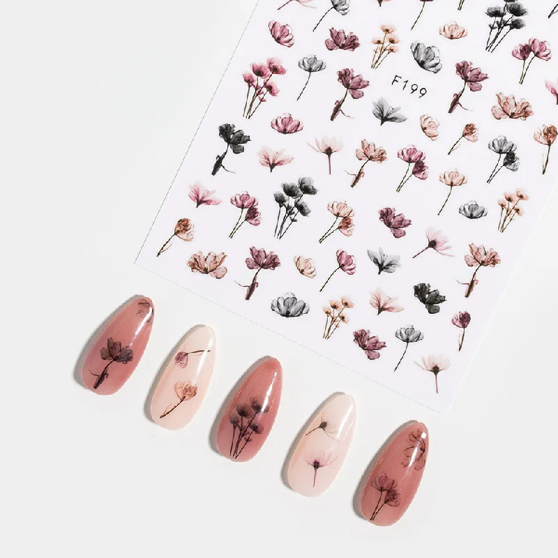 Fast-dry nail gloss-Autumn Floral Nail Stickers