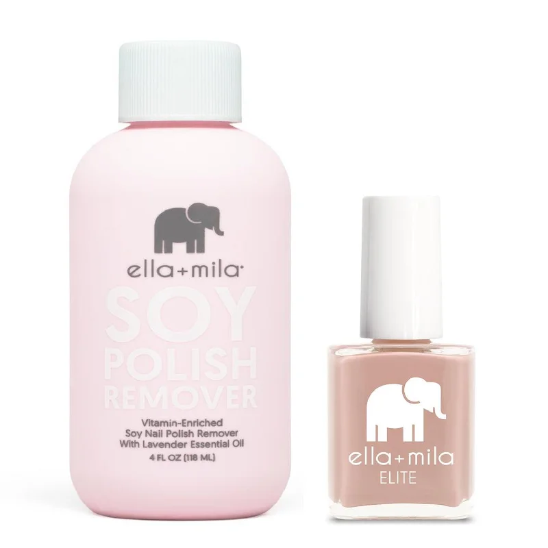 Gel nail polish starter kit-ella+mila - Soy Polish Remover & Global Goddess - .45oz