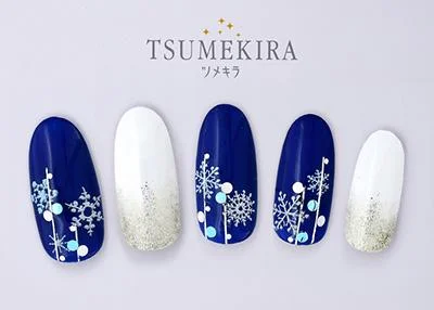 Dual-tone nail gel kits-Tsumekira Snowflake Crystal Snow Stitch Stickers