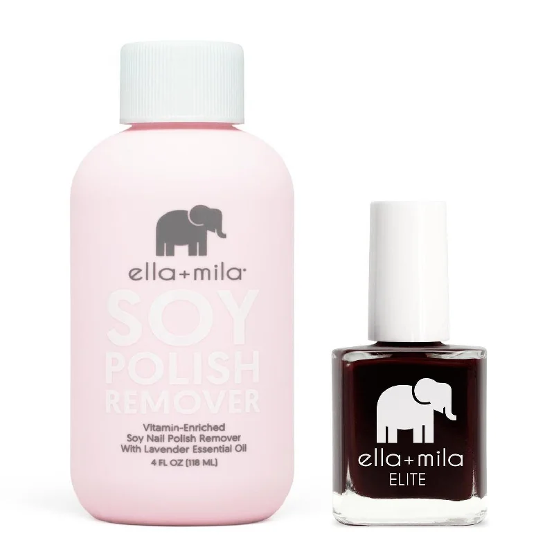 Non-smudge nail gel-ella+mila - Soy Polish Remover & Holiday Fling - .45oz