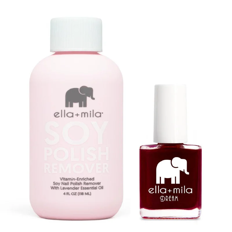 Chrome nail powder-ella+mila - Soy Polish Remover & Nightdreamer - .45oz