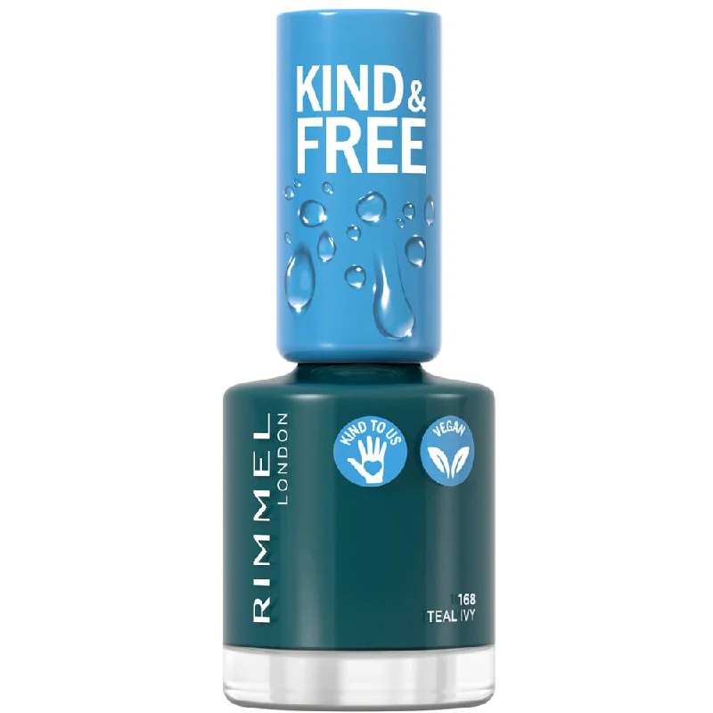 Smooth nail gel topper-Rimmel London Kind & Free Nail Polish 168 Teal Ivy