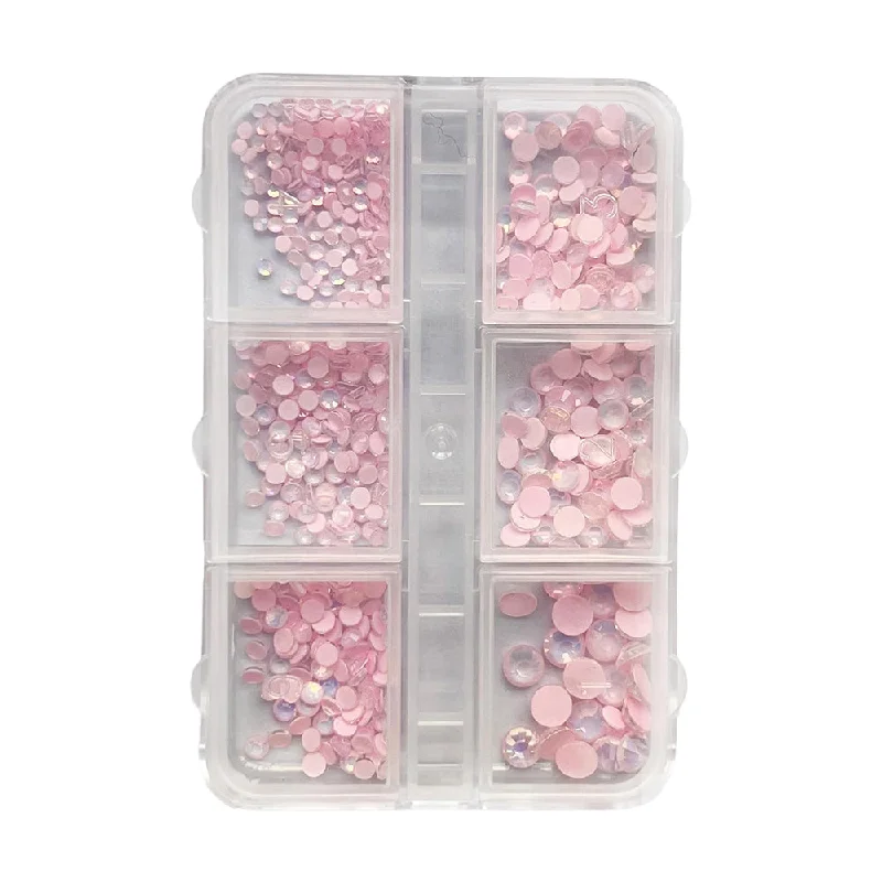 Anti-chip nail top coat-3D Beads Nail Art Rhinestones Mixed Size - Pink