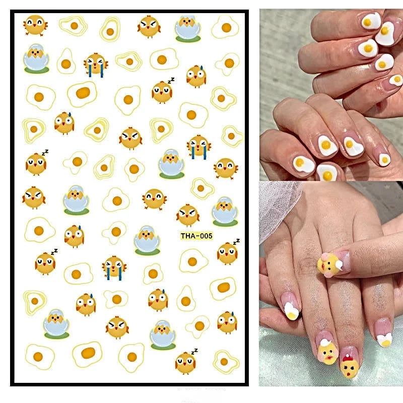 Smooth nail gel topper-Hatched Egg and Chicken, Fried Egg