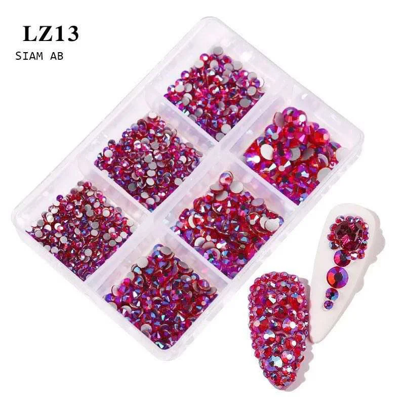 LED nail lamp for curing-AB Siam Rhinestone Mix Size Nail Art Decoration LZ13