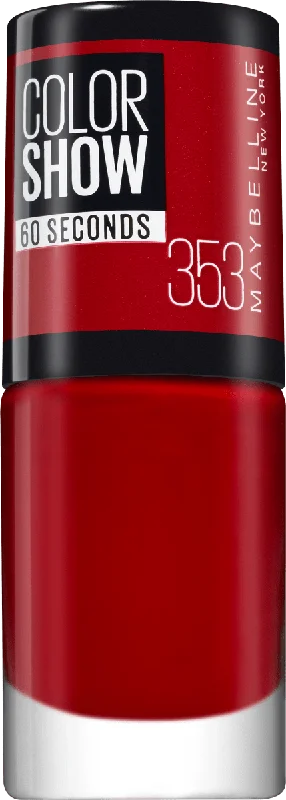 Metallic nail art accents-Maybelline Color Show 60 Seconds Nail Polish 353 Red