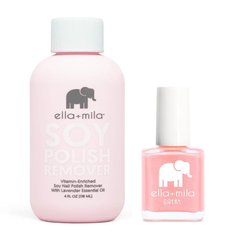 Quick-set nail topper-ella+mila - Soy Polish Remover & Glisten To Me - .45oz