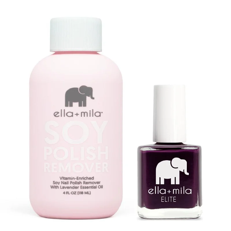 Strengthening nail primer-ella+mila - Soy Polish Remover & Little Plum Dress - .45oz