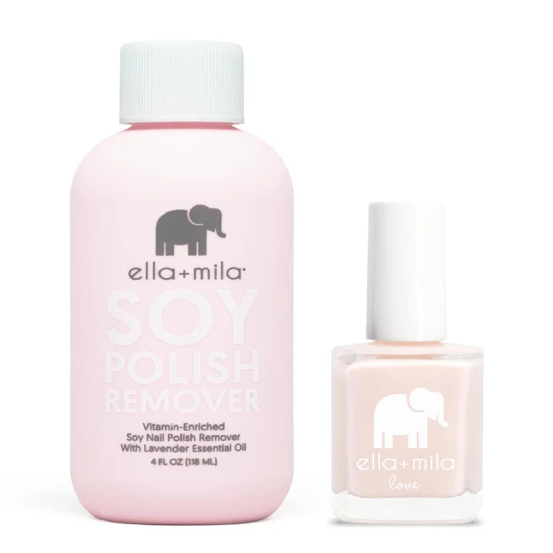 Shimmery nail art decals-ella+mila - Soy Polish Remover & Barely Pink - .45oz