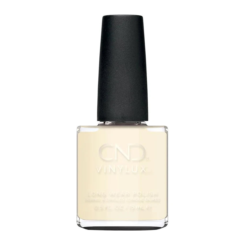 Pastel nail polish tones-CND VINYLUX - White Button Down #392