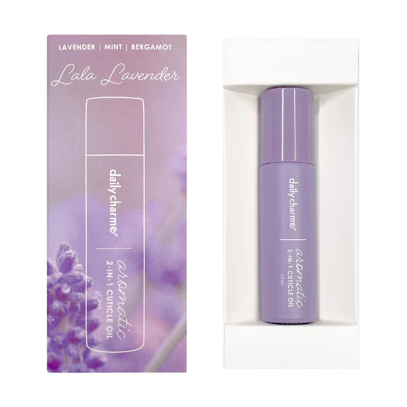 Mirror-effect nail glitter-Daily Charme Aromatic 2-in-1 Cuticle Oil Roller / Lala Lavender