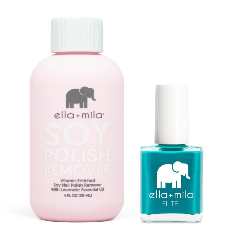 Anti-chip nail topper-ella+mila - Soy Polish Remover & One Way Ticket - .45oz