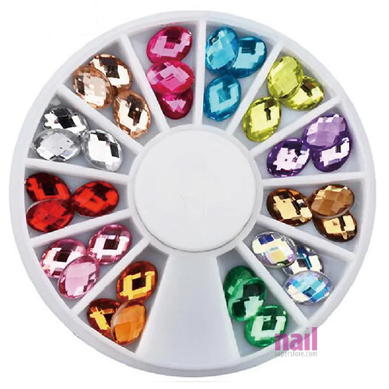 Bright nail polish shades-Nail Art Rhinestones | Multi-Color Oval Gems - Each